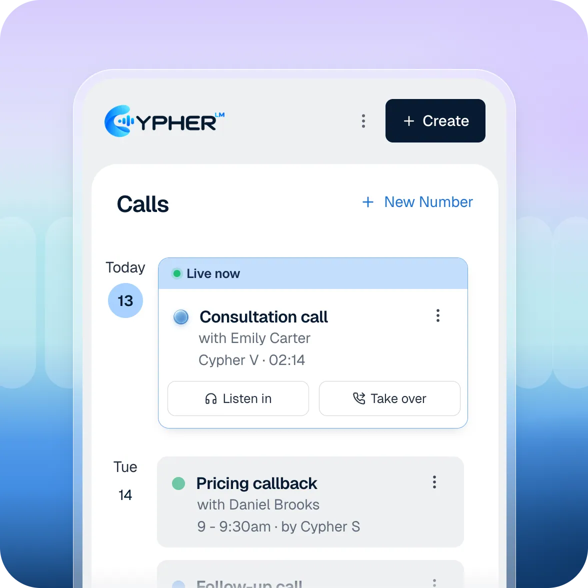 View and manage your meetings for the day
