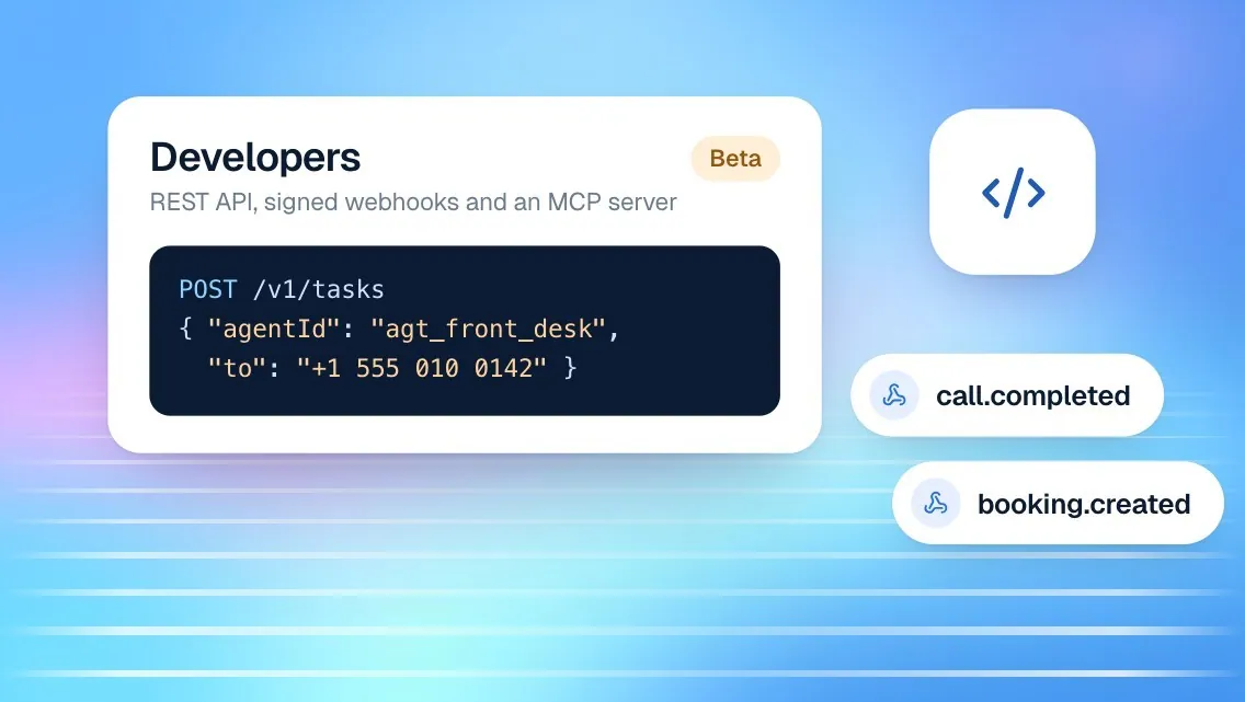 API, webhooks and MCP (beta)