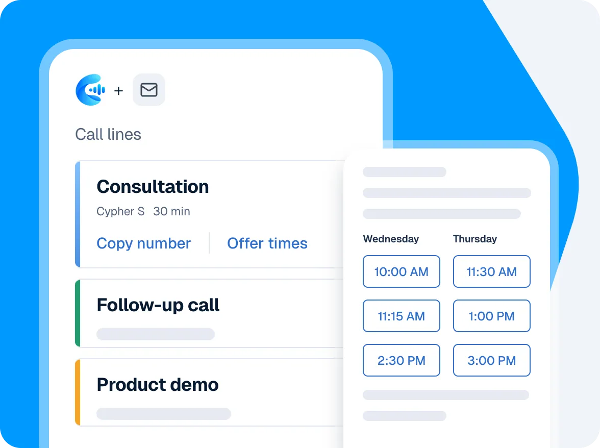 Offer time slots in email with one click